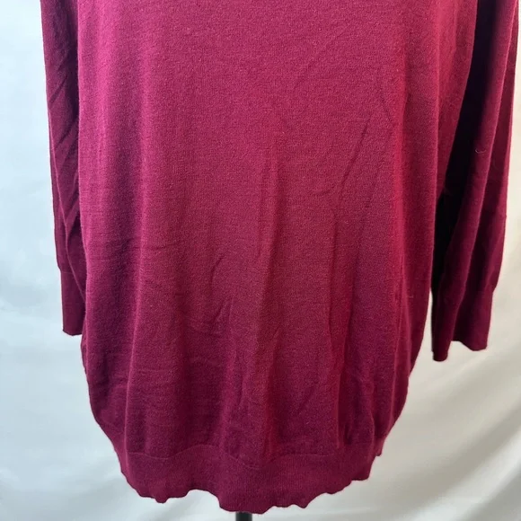 Ann Taylor Classic Burgundy Sweater with built in White Collar Size XL - Picture 4 of 10